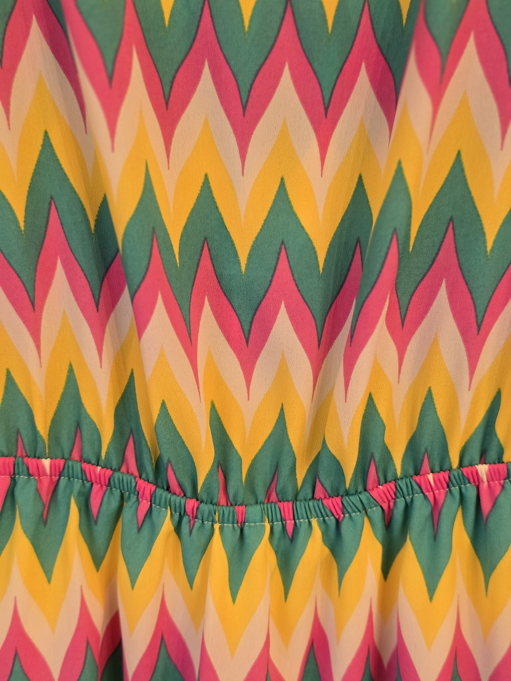Chevron Sleeveless Y2k Summer Dress in Teal, Pink & Yellow Size Large - Picture 2 of 5